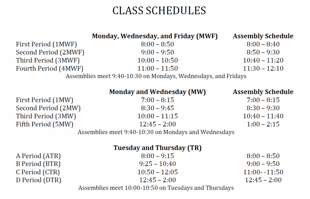 assembly schedule
