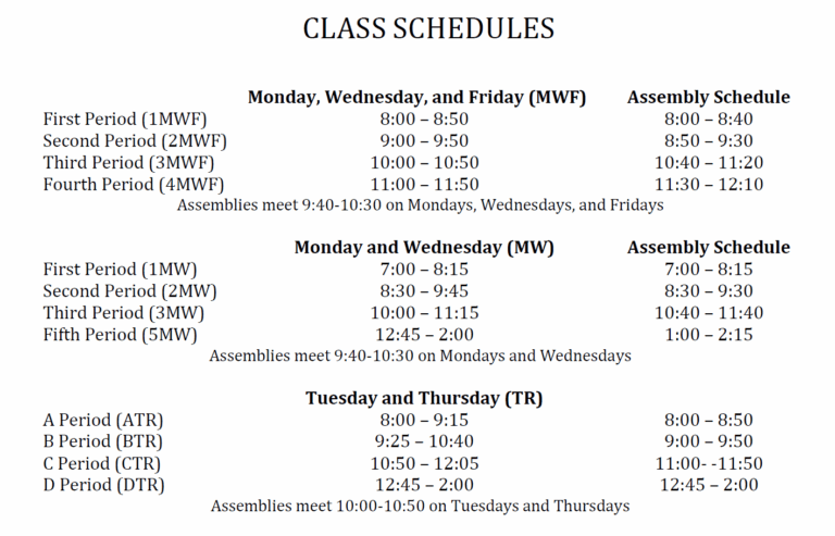 assembly schedule