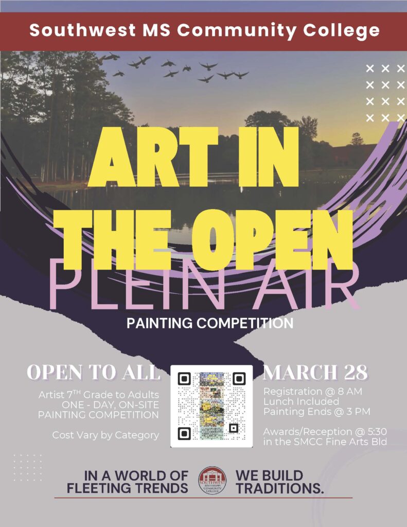 Graphic showcasing SMCC Art in the Open Plein Air Painting Competition